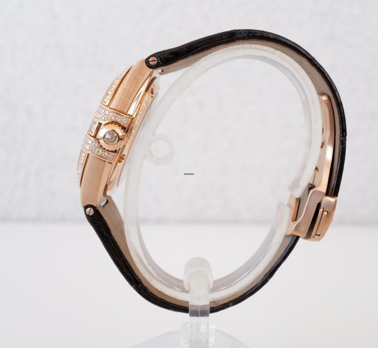 Omega Constellation Ladies Automatic Brown Dial 18k Rose Gold Diamonds