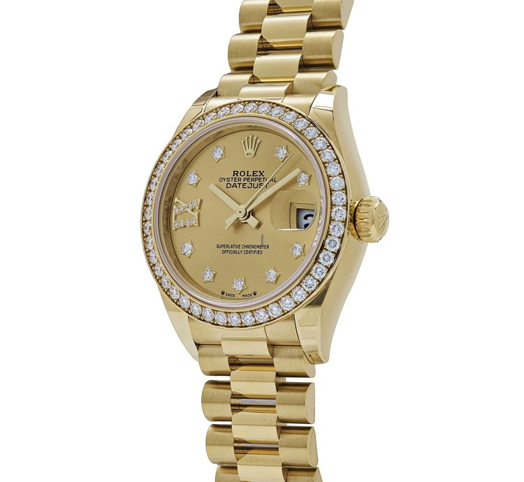 Rolex Lady-datejust 279138rbr Ladies Yellow Gold Champagne Diamond Dial President 2022
