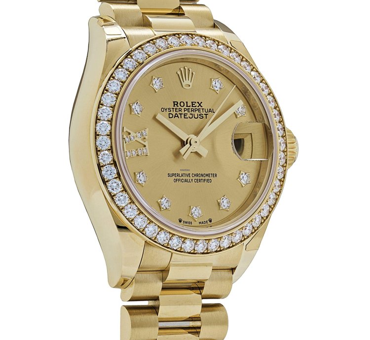 Rolex Lady-datejust 279138rbr Ladies Yellow Gold Champagne Diamond Dial President 2022