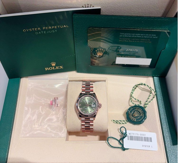 Rolex Lady-datejust 279175 Ladies Rose Gold Olive Diamond Dial 2025