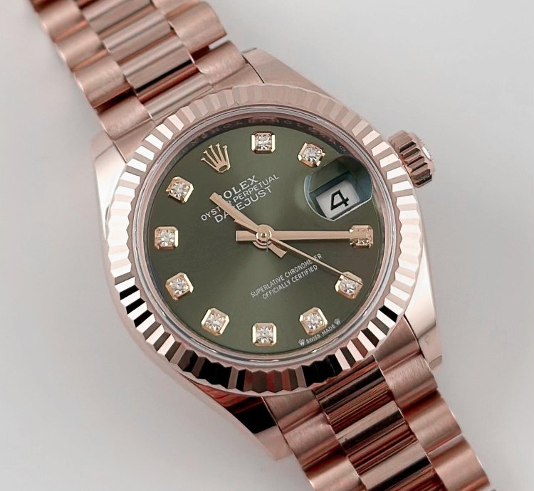 Rolex Lady-datejust 279175 Ladies Rose Gold Olive Diamond Dial 2025