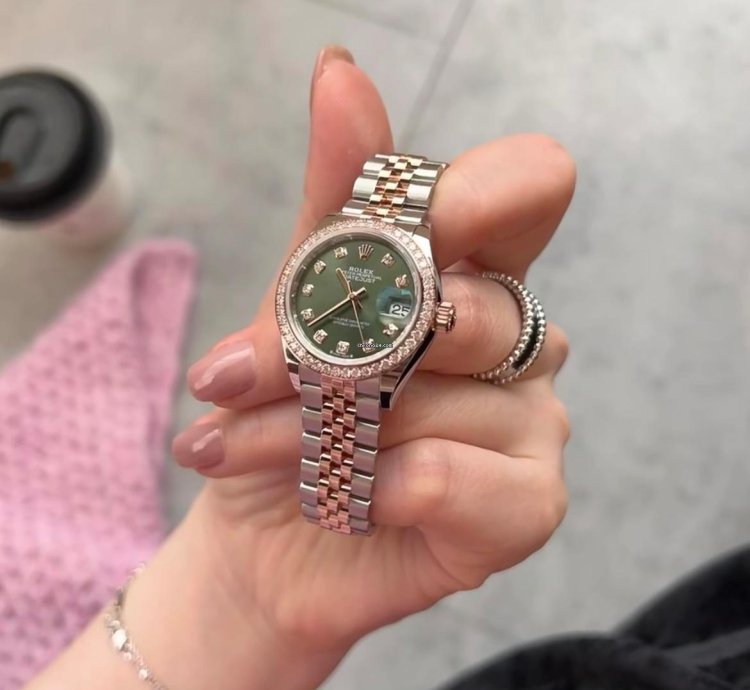 Rolex Lady-datejust 279381rbr Green Diamond Dial Jubilee