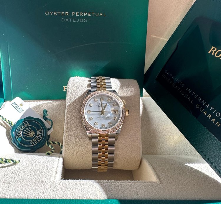 Rolex Lady-datejust 28 279383rbr Mother Of Pearl Diamond Dial Jubilee Bracelet Two Tone Yellow