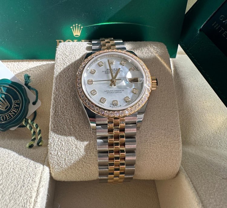 Rolex Lady-datejust 28 279383rbr Mother Of Pearl Diamond Dial Jubilee Bracelet Two Tone Yellow