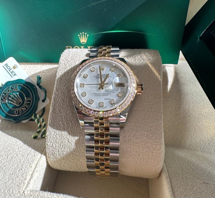Rolex Lady-datejust 28 279383rbr Mother Of Pearl Diamond Dial Jubilee Bracelet Two Tone Yellow
