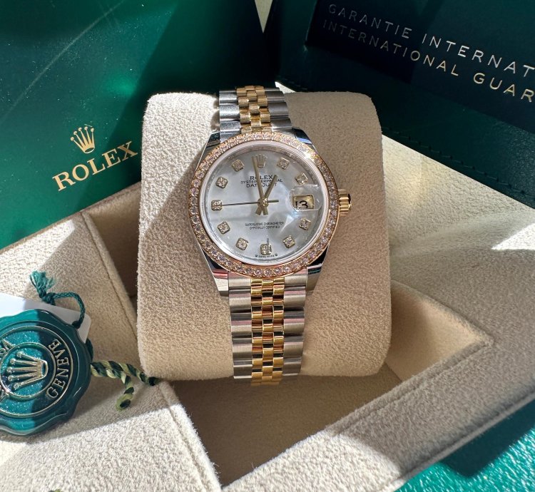 Rolex Lady-datejust 28 279383rbr Mother Of Pearl Diamond Dial Jubilee Bracelet Two Tone Yellow