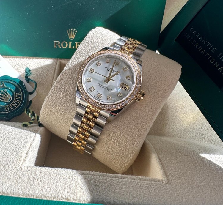 Rolex Lady-datejust 28 279383rbr Mother Of Pearl Diamond Dial Jubilee Bracelet Two Tone Yellow