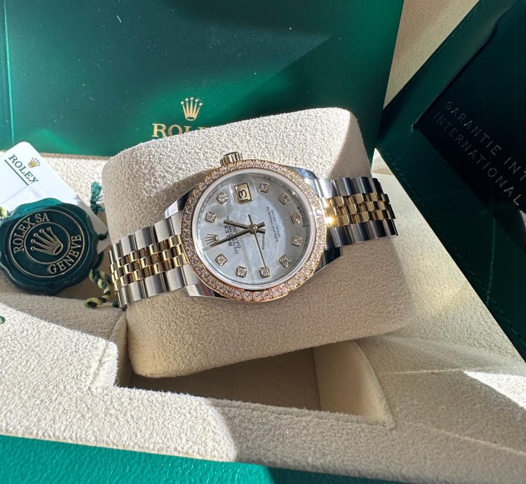Rolex Lady-datejust 28 279383rbr Mother Of Pearl Diamond Dial Jubilee Bracelet Two Tone Yellow
