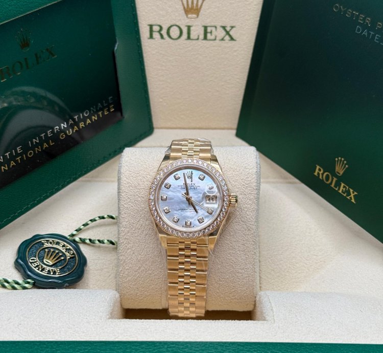Rolex Lady-datejust 28 New 2024 Mop Diamond Dial 18k Yellow Gold Diamond Bezel Jubilee