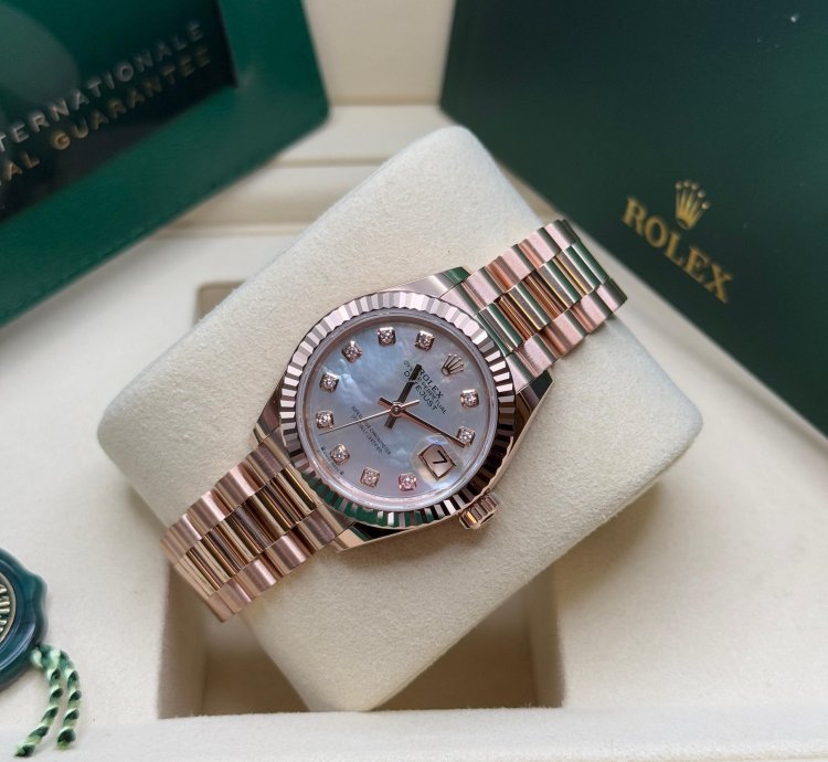 Rolex Lady-datejust 28 New 2025 Mother Of Pearl Diamond Dial Rose Gold Presidents Bracelet