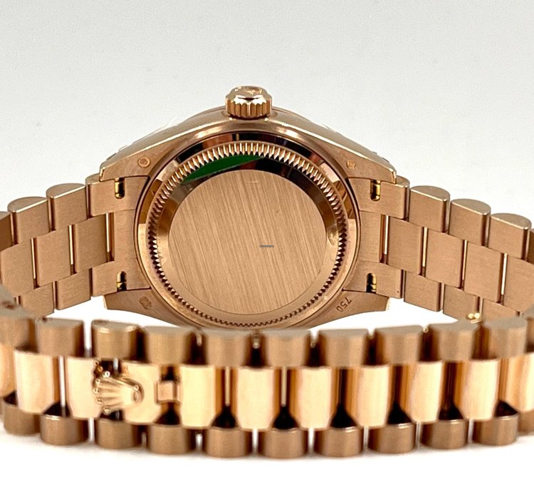 Rolex Lady-datejust 28mm Chocolate Index Dial Diamond Bezel Rose Gold Presidential Unworn 2022