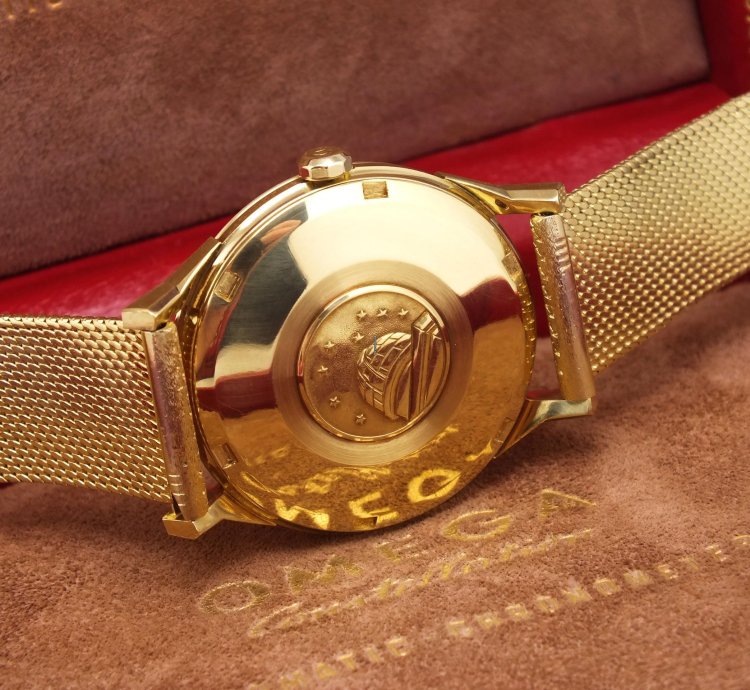 Omega Constellation Pie Pan Delux 18k Gold Dial Bracelet 18k Box