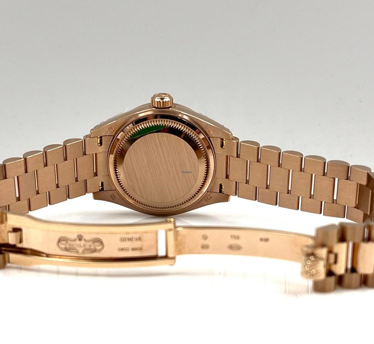 Rolex Lady-datejust 28mm Chocolate Index Dial Diamond Bezel Rose Gold Presidential Unworn 2022