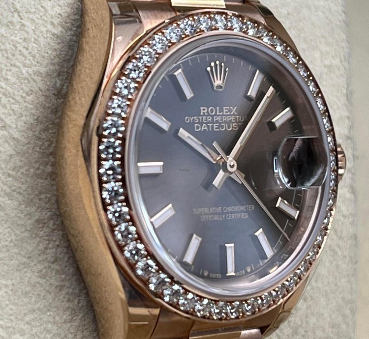 Rolex Lady-datejust 28mm Chocolate Index Dial Diamond Bezel Rose Gold Presidential Unworn 2022