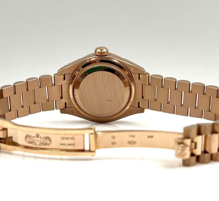 Rolex Lady-datejust 28mm Sundust Index Dial Diamond Bezel Rose Gold Presidential Unworn 2022