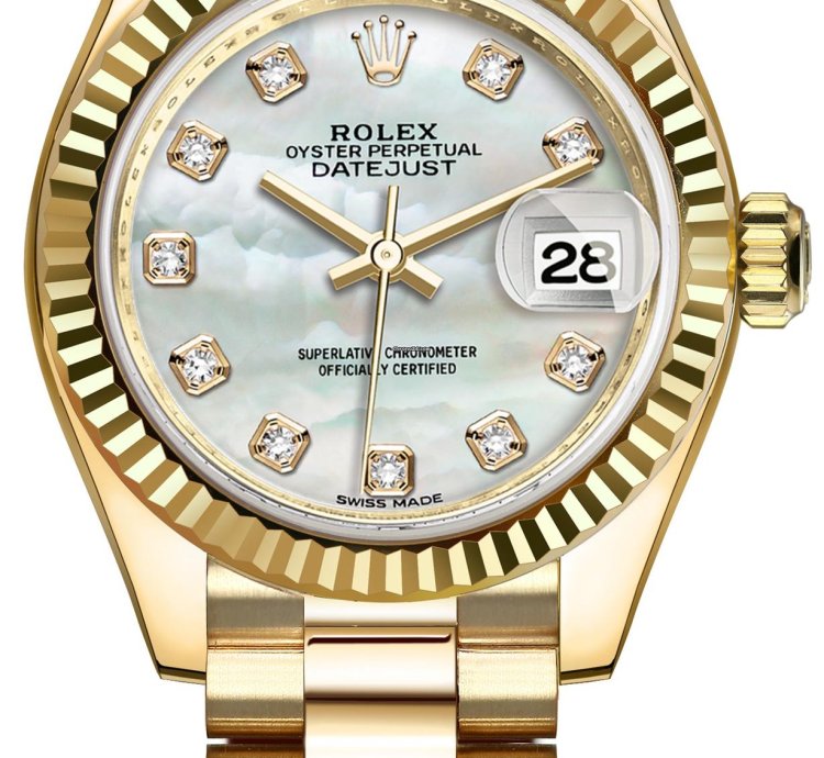 Rolex Lady-datejust 28mm Yellow Gold 279178 Mop Diamond President