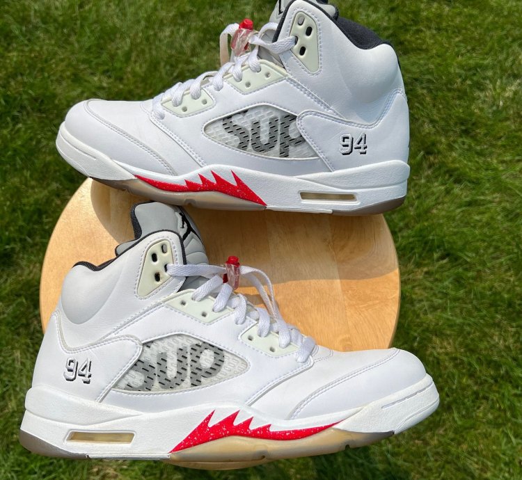 Supreme Air Jordan 5 Retro White Men Shoes - Size 10 5
