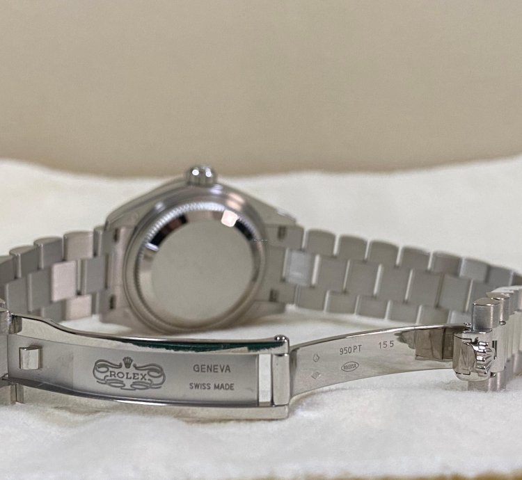 Rolex Lady-datejust Like New 2018 Lady-datejust Platinum President Ice Blue Diamond Dial Diamond Bezel