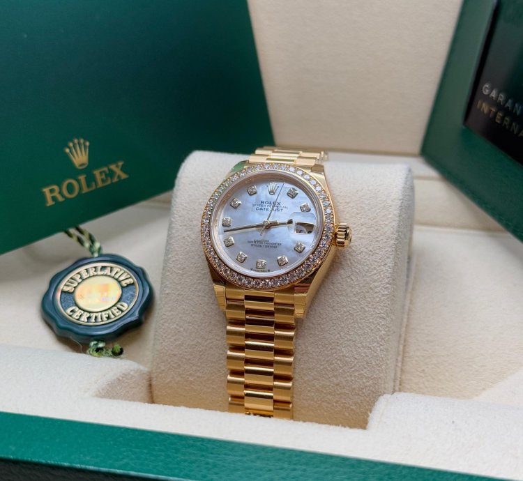 Rolex Lady-datejust New 2022 Mother Of Pearl Dial Diamond Bezelyellow Gold Presidential Bracelet