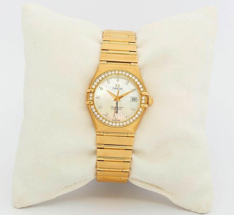 Omega Constellation Quartz My Choice Mini Diamond And 18 Gold Lady Wrist Watch New Price 14999chf