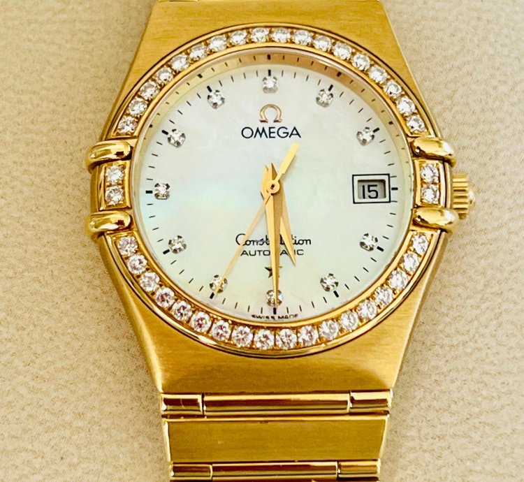 Omega Constellation Quartz My Choice Mini Diamond And 18 Gold Lady Wrist Watch New Price 14999chf