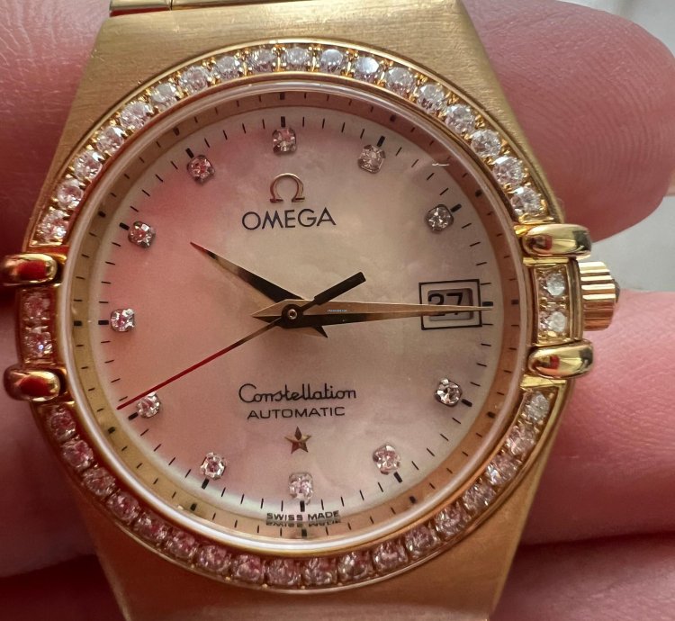 Omega Constellation Quartz My Choice Mini Diamond And 18 Gold Lady Wrist Watch New Price 14999chf