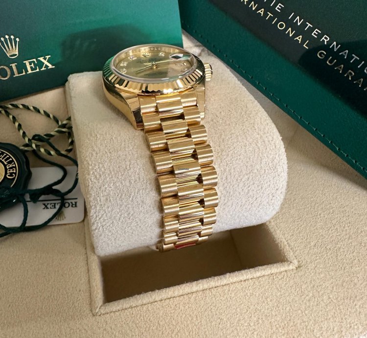 Rolex Lady-datejust New 2023 Champagne Diamond Dial President Bracelet 18k Yellow Gold Fluted