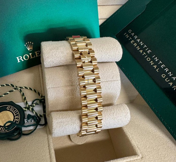 Rolex Lady-datejust New 2023 Champagne Diamond Dial President Bracelet 18k Yellow Gold Fluted
