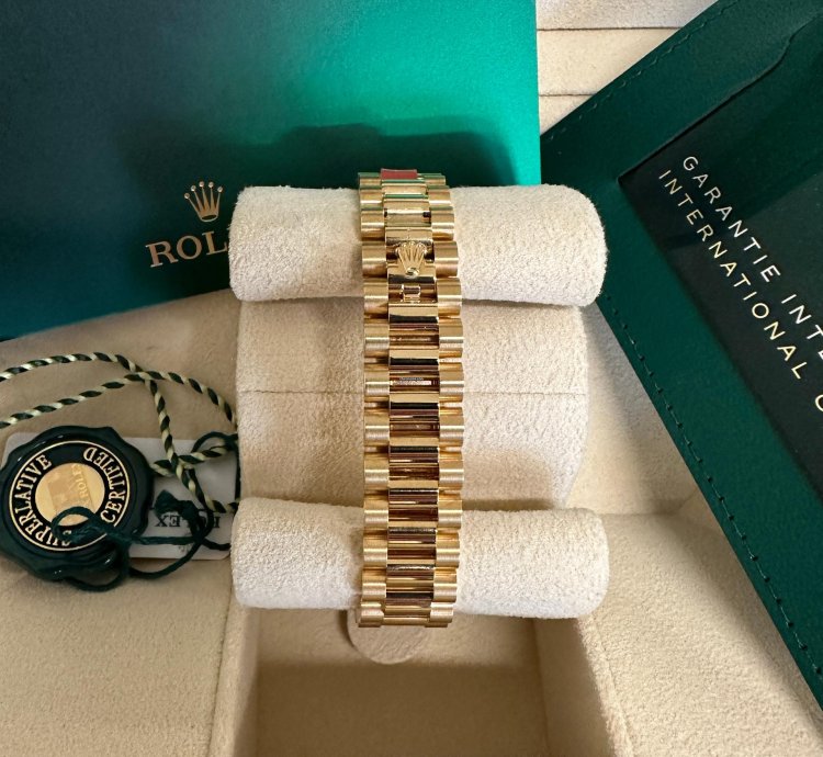 Rolex Lady-datejust New 2023 Champagne Diamond Dial President Bracelet 18k Yellow Gold Fluted