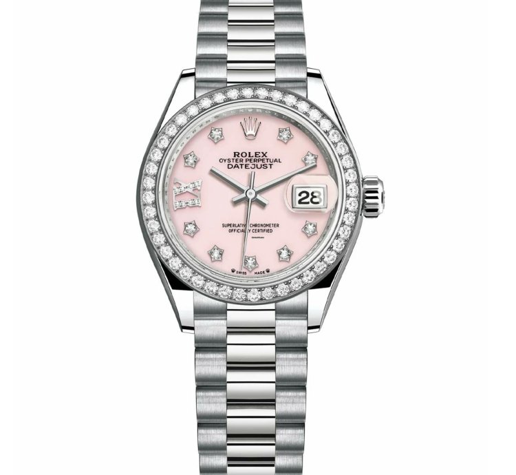 Rolex Lady-datejust New 2023 Pink Star Diamond Dial Diamond Bezel President Bracelet White Gold