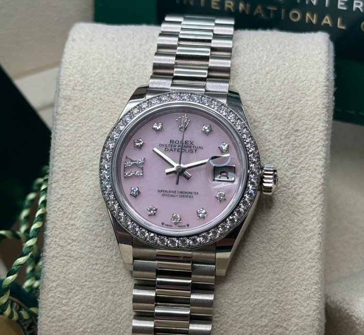 Rolex Lady-datejust New 2023 Pink Star Diamond Dial Diamond Bezel President Bracelet White Gold