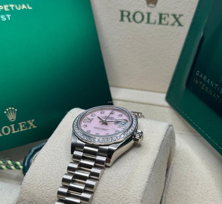 Rolex Lady-datejust New 2023 Pink Star Diamond Dial Diamond Bezel President Bracelet White Gold