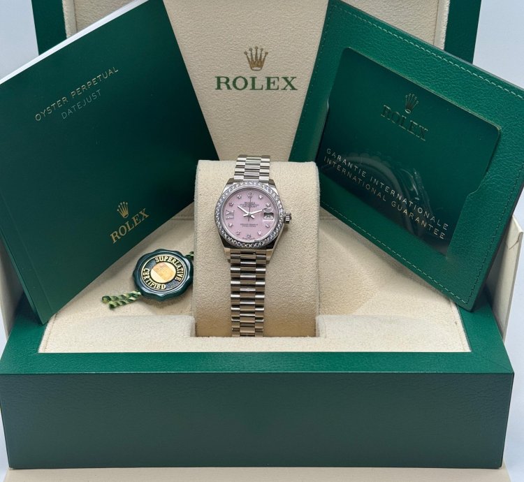 Rolex Lady-datejust New 2023 Pink Star Diamond Dial Diamond Bezel President Bracelet White Gold
