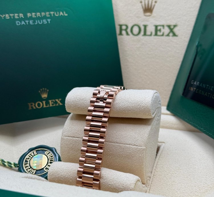 Rolex Lady-datejust New 2025 Chocolate Star Diamond Dial Rose Gold Fluted President
