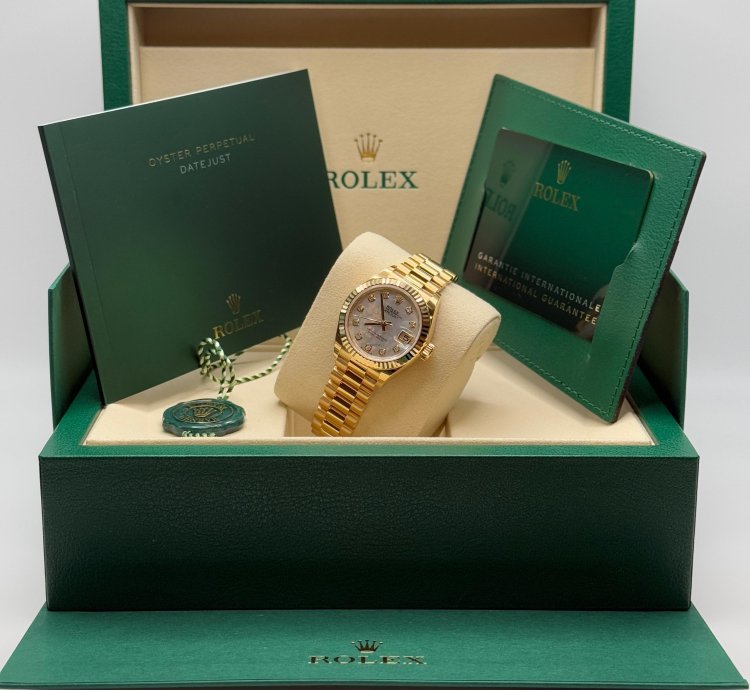 Rolex Lady-datejust New 2025 Mother Of Pearl Diamond Dial 18k Gold Fluted President Bracelet
