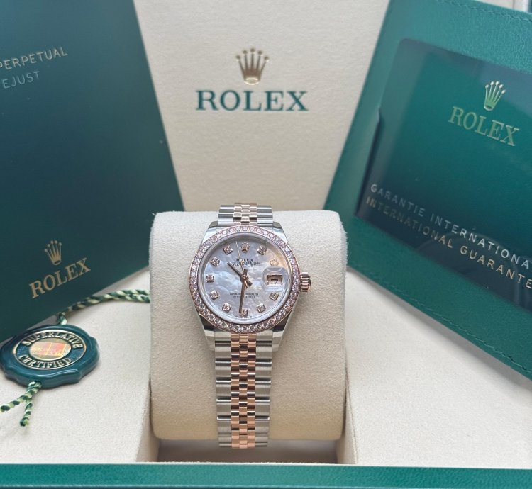 Rolex Lady-datejust New 2025 Mother Of Pearl Diamond Dial Diamond Bezel Two Tone Rose Gold