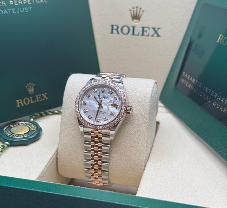 Rolex Lady-datejust New 2025 Mother Of Pearl Diamond Dial Diamond Bezel Two Tone Rose Gold