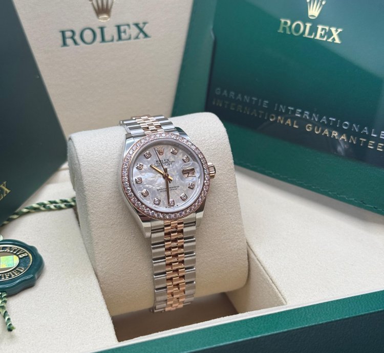Rolex Lady-datejust New 2025 Mother Of Pearl Diamond Dial Diamond Bezel Two Tone Rose Gold