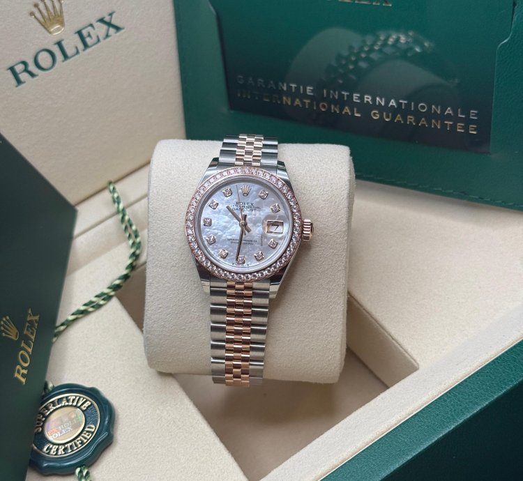 Rolex Lady-datejust New 2025 Mother Of Pearl Diamond Dial Diamond Bezel Two Tone Rose Gold