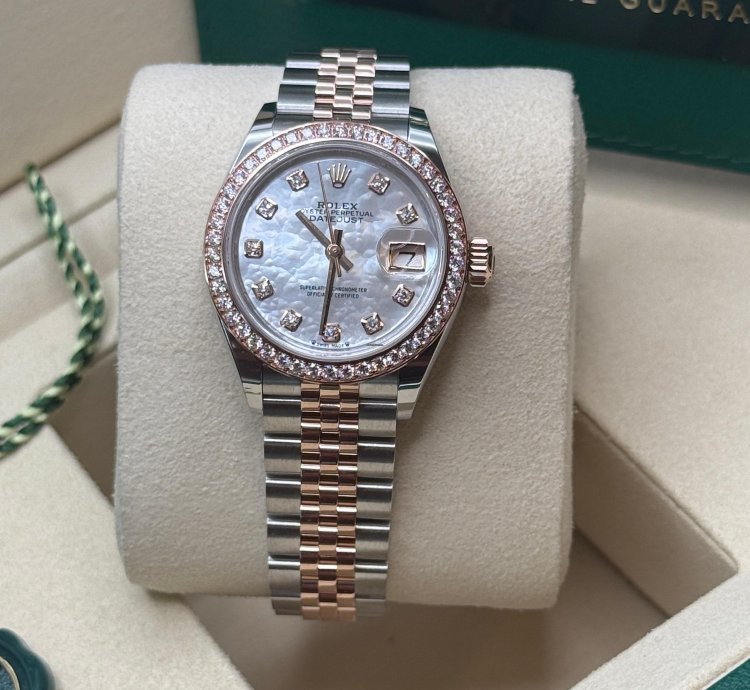 Rolex Lady-datejust New 2025 Mother Of Pearl Diamond Dial Diamond Bezel Two Tone Rose Gold