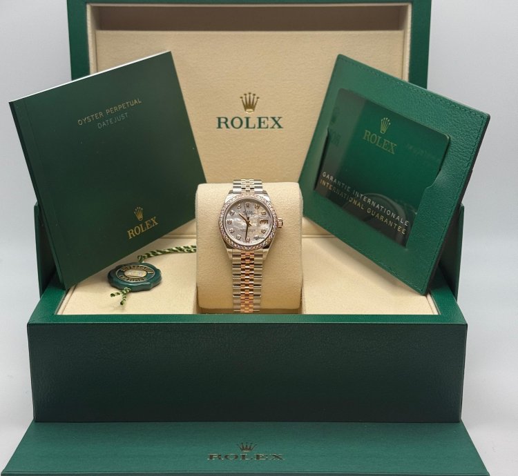 Rolex Lady-datejust New 2025 Mother Of Pearl Diamond Dial Diamond Bezel Two Tone Rose Gold