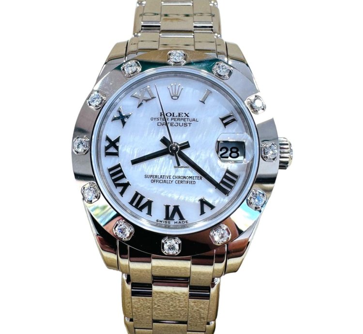 Rolex Lady-datejust Pearlmaster Masterpiece 81319 18k White Gold 34mm Mop Dial 12 Diamond Bezel Unworn