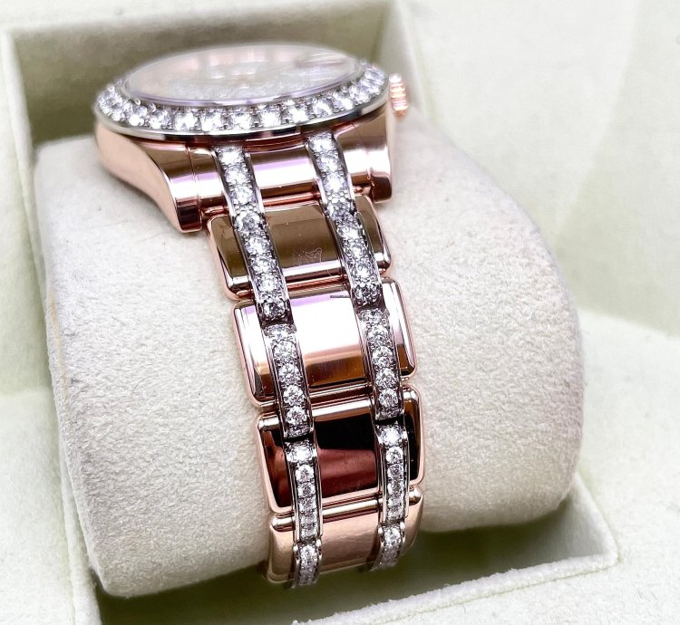 Rolex Lady-datejust Pearlmaster Rosegold Factory Orig Diamond Setting 34mm Box Papers Like New