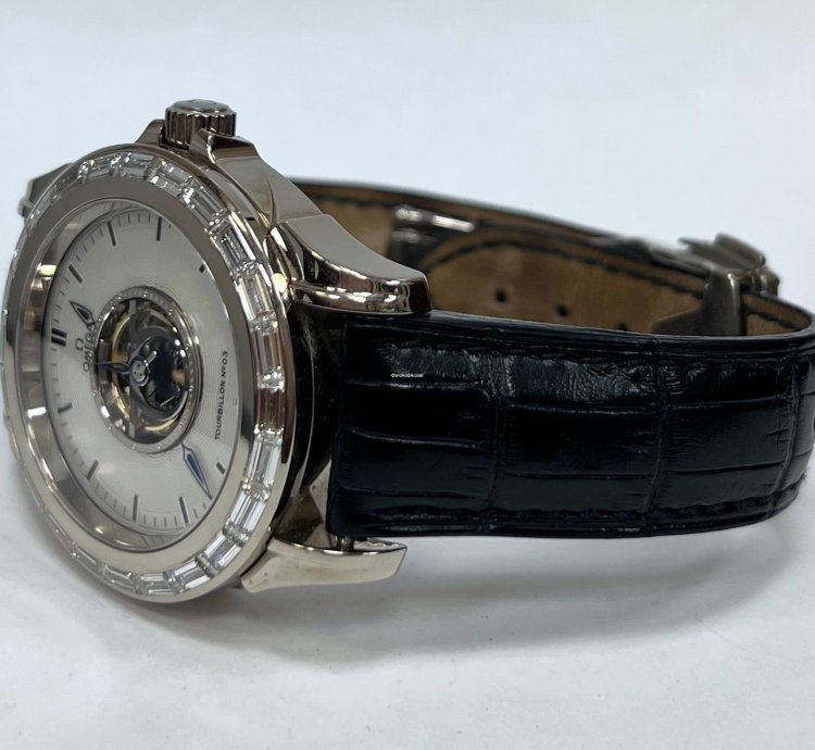 Omega De Ville Central Tourbillon White Gold Tourbillon Diamond Baguette Bezel Co Axial Chronometer Limited Edition