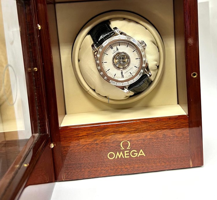 Omega De Ville Central Tourbillon White Gold Tourbillon Diamond Baguette Bezel Co Axial Chronometer Limited Edition