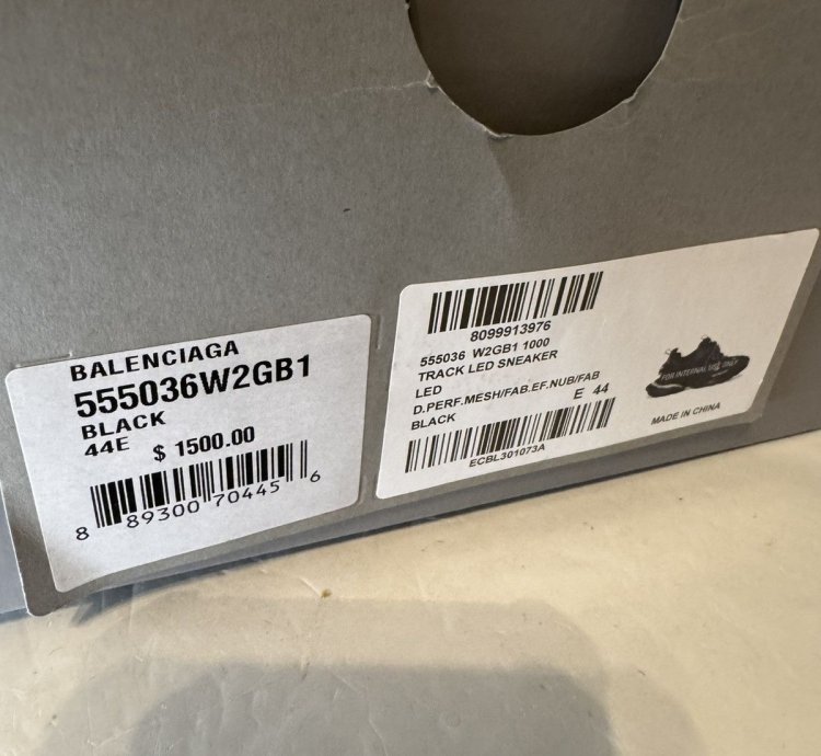 1500 Balenciaga Track Led Sneaker Black New Box Authentic