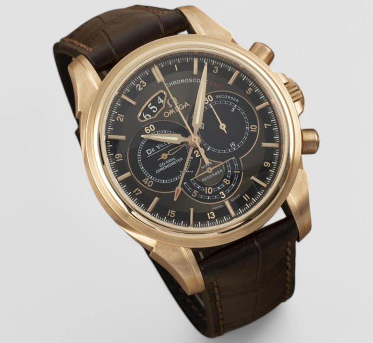 Omega De Ville Chronograph 18 Ct Red Gold Automatic Men Watch