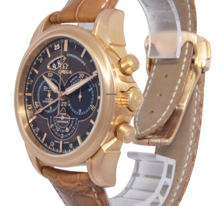 Omega De Ville Chronoscope Gmt 18k Rose Gold 44mm Watch Box 422 53 44 52 13 001