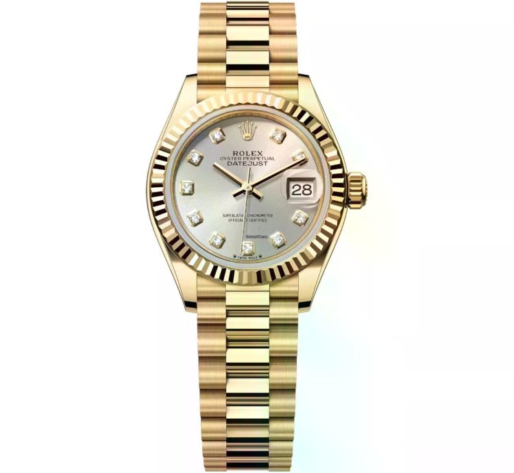 Rolex Lady-datejust President 28mm 279178-0015 Yellow Gold Watch Silver Diamond Dial 2024