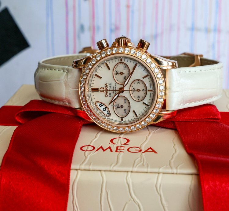 Omega De Ville Co-axial 18k Red Gold Diamond Bezel Mop Dial 422 58 35 50 05 002 35mm Full Set